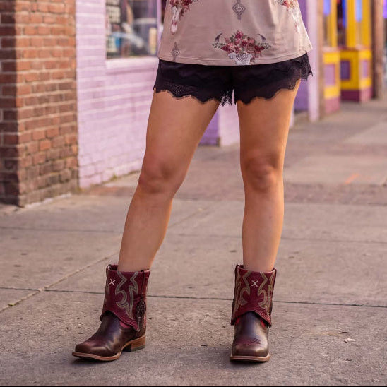 Twisted X Brown & Burgundy Fold-Over Western Boots