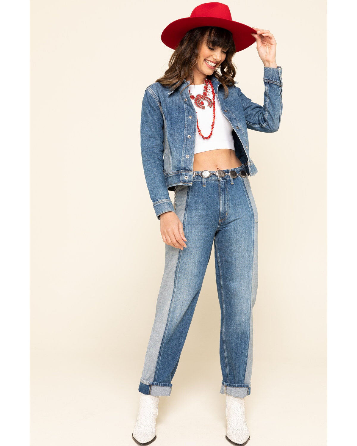 Contrast seamed denim jacket