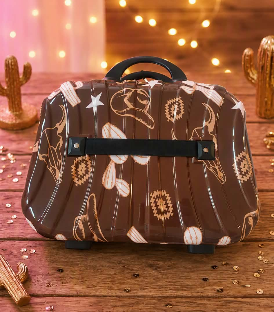 Brown Western Hard-Shell Mini Travel Case