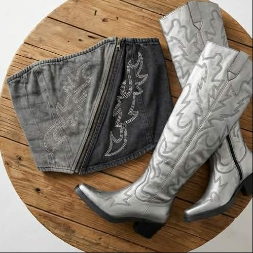 Metallic Snip-Toe Western Boots