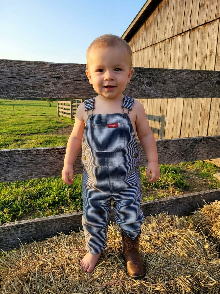 👖 Baby Boy Wrangler Denim Overalls