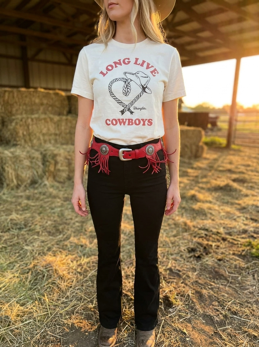 Red Fringe Western Belt
