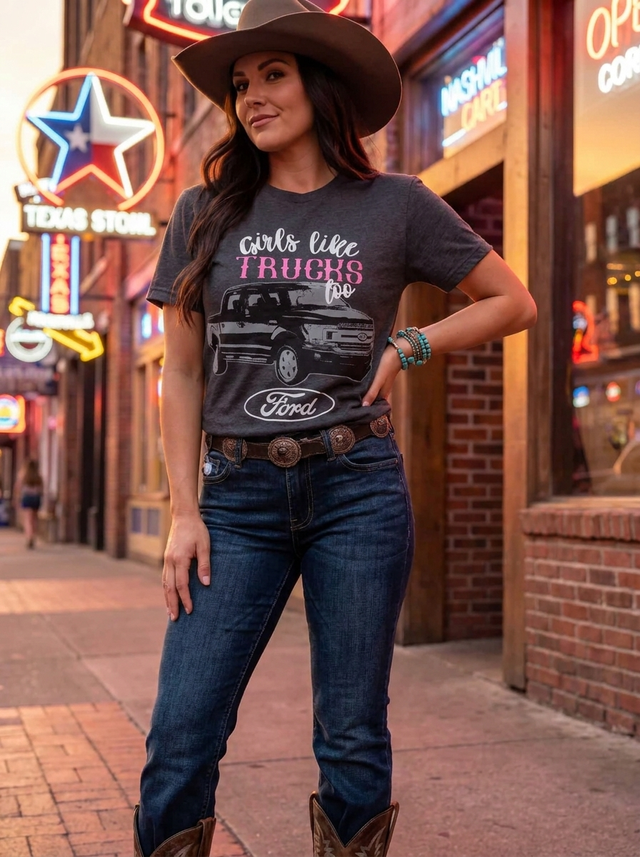 Ford Girls Like Trucks Too Graphic Tee