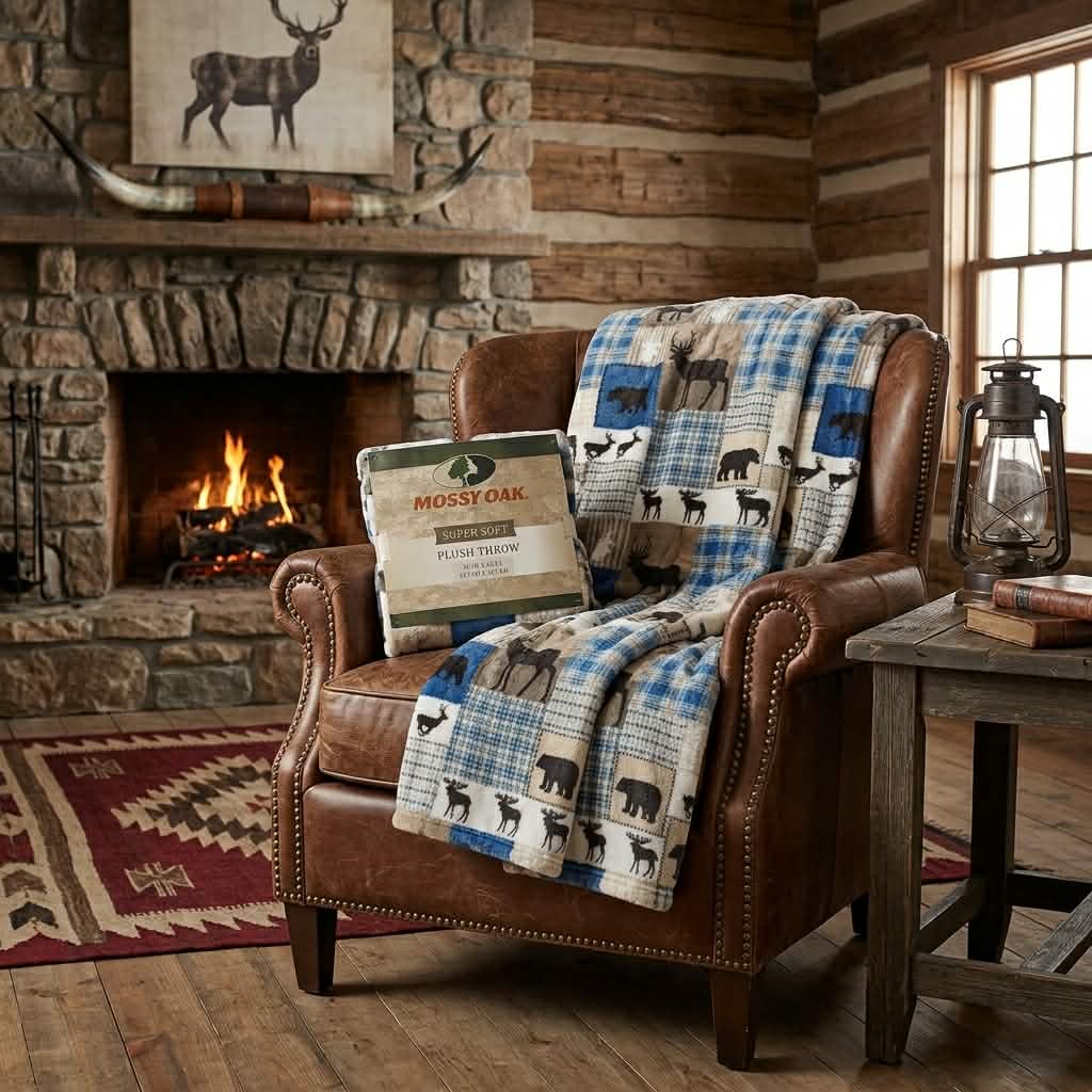 Mossy Oak Super Soft Plush Blanket - Woodland Plaid