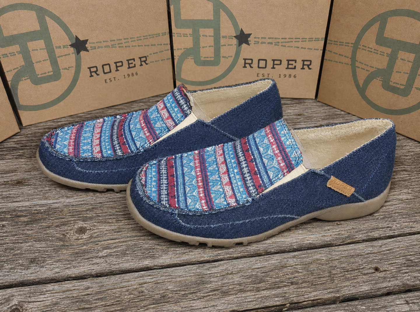 Roper Sabra Blue Denim Driving Mocs