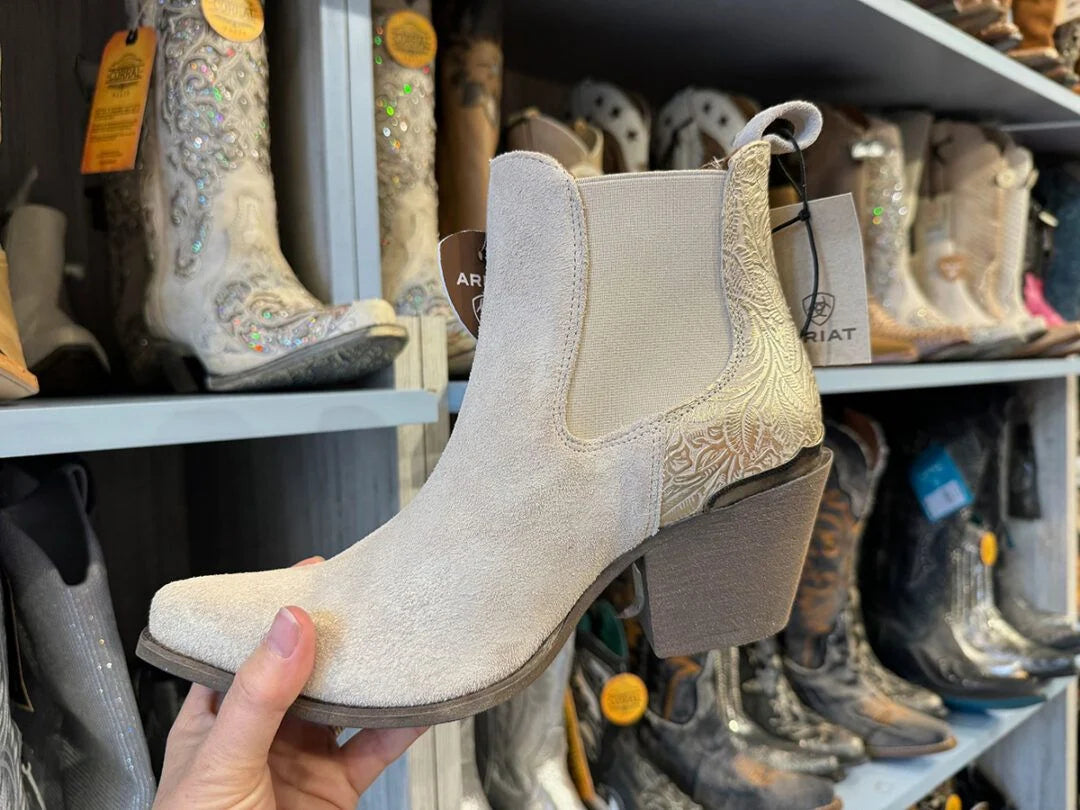 Ariat Cream Suede Western Chelsea Ankle Boots