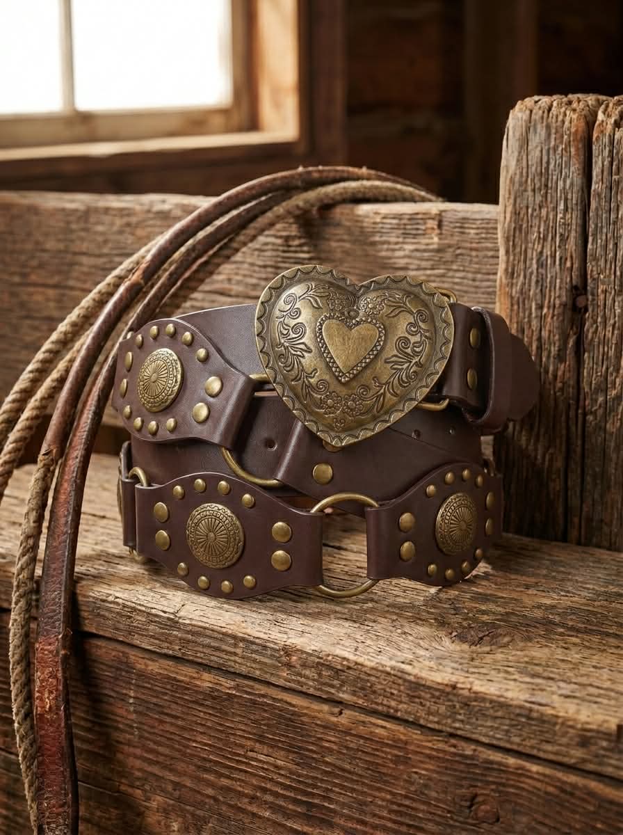 Western Heart Buckle Brown Belt