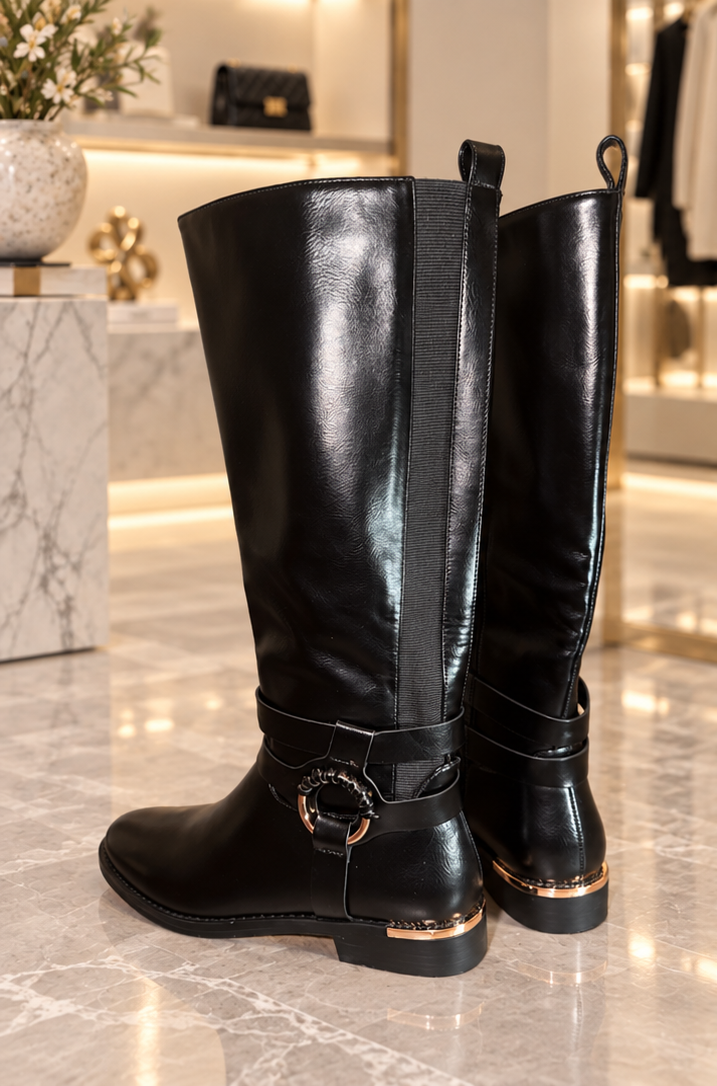 Midnight Luxe Fleece Lined Riding Boots