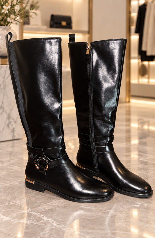 Midnight Luxe Fleece Lined Riding Boots