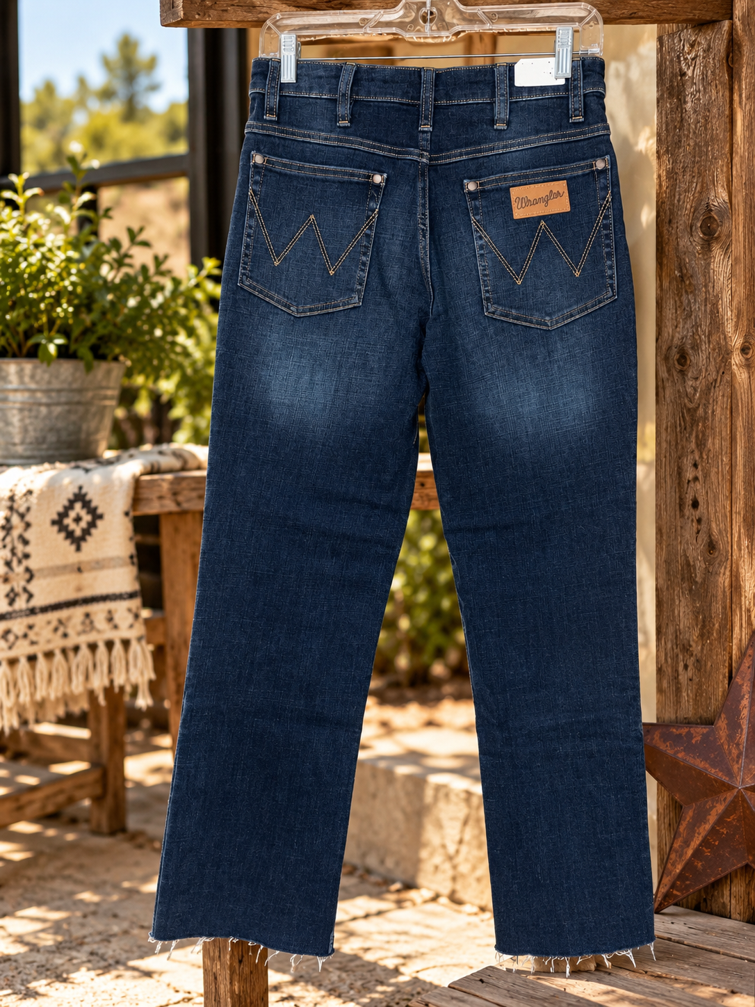 Wrangler High Rise Step Hem Wide Leg Jeans