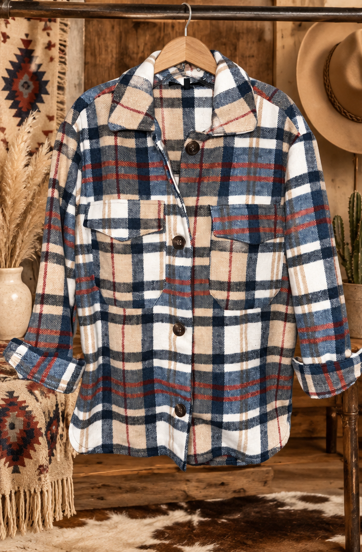 High Plains Plaid Shacket β Blue Multi