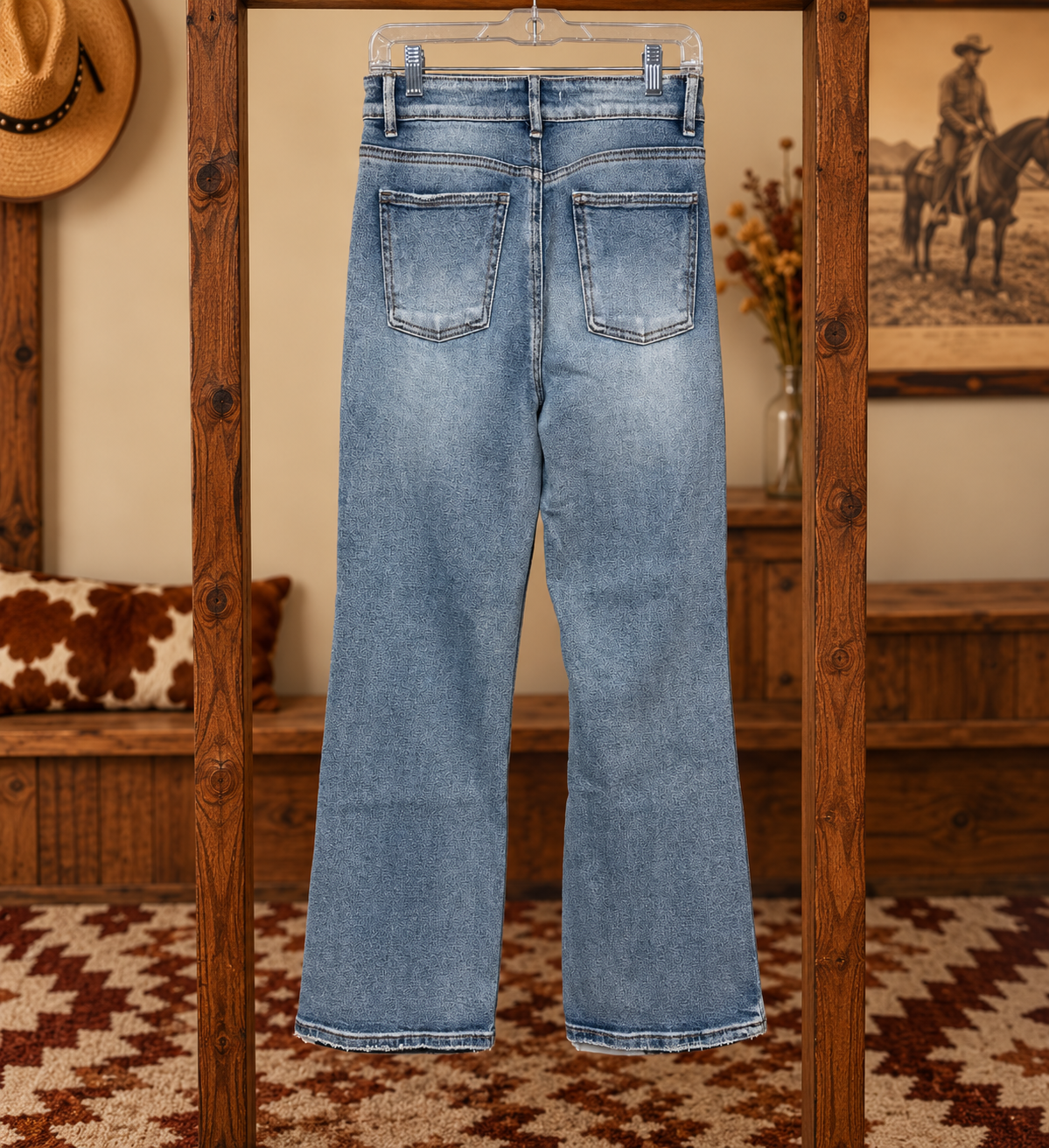 High Rise Cropped Distressed Wide Leg Jeans – Light Wash