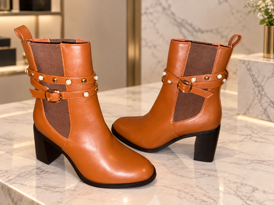 Espresso Pearl Stud Booties