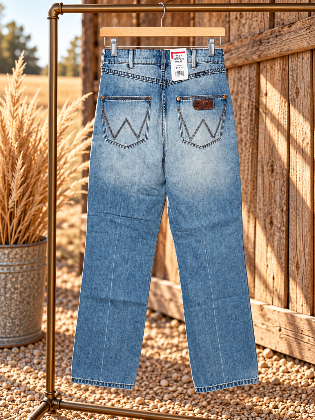 Wrangler High Rise Distressed Wide Leg Jeans – Light Wash