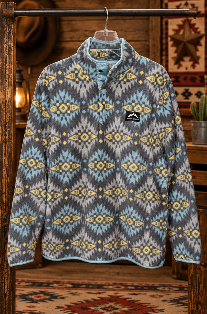 Desert Sky Southwestern Fleece Pullover – Gray Multi
