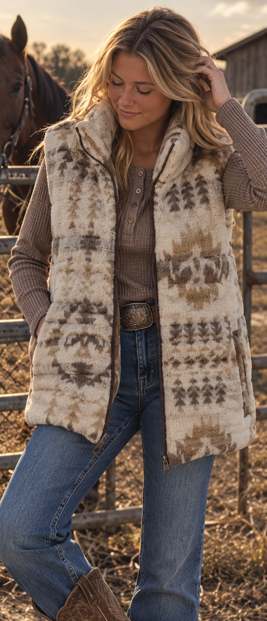 High Plains Aztec Western Puffer Vest