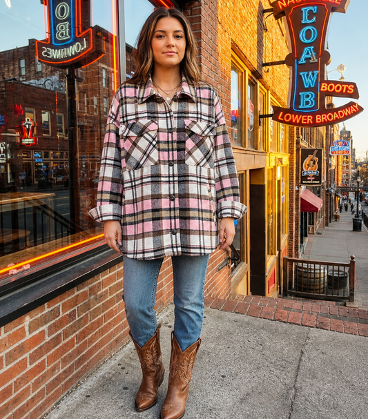 Blush Canyon Plaid Shacket – Pink Multi