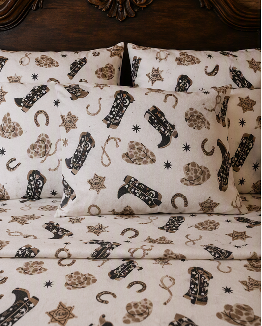 All-Over Western Print Bed Sheet Set