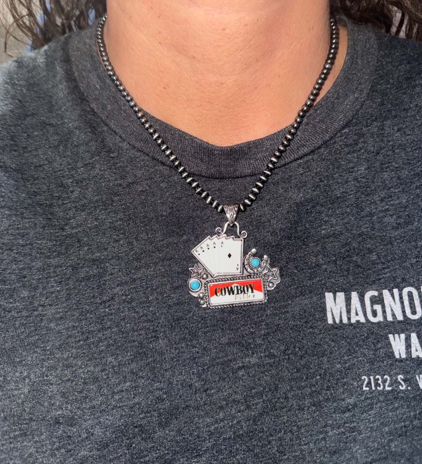 Cowboy Killer Deal Me In Western Card Necklace
