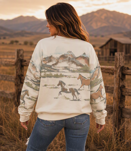 Wild Range Horse Print Sweatshirt