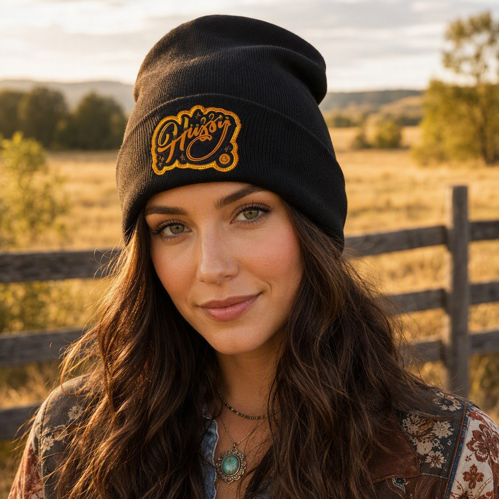 Hussy Western Patch Beanie β Black