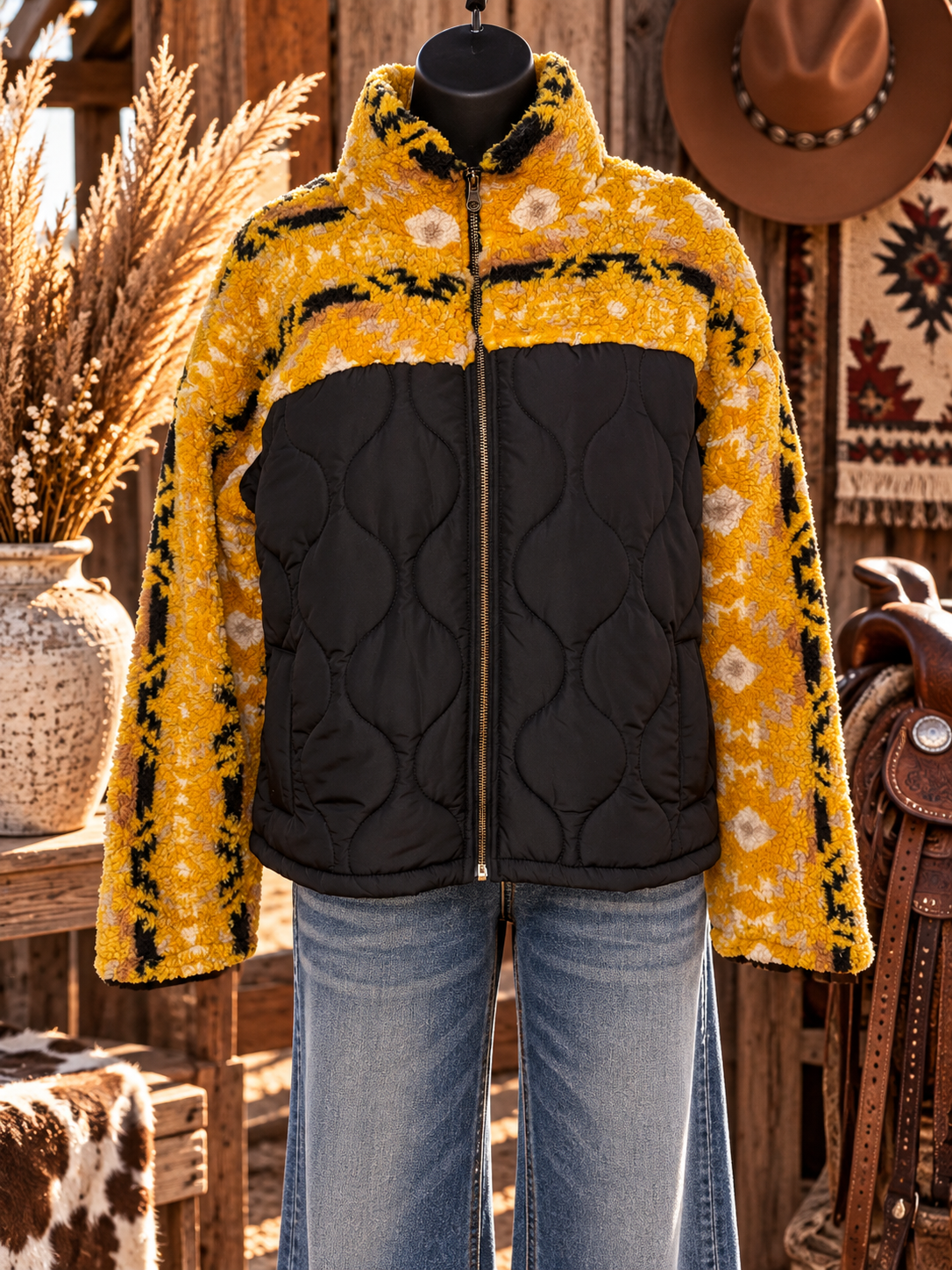 Golden Hour Quilted Sherpa Jacket