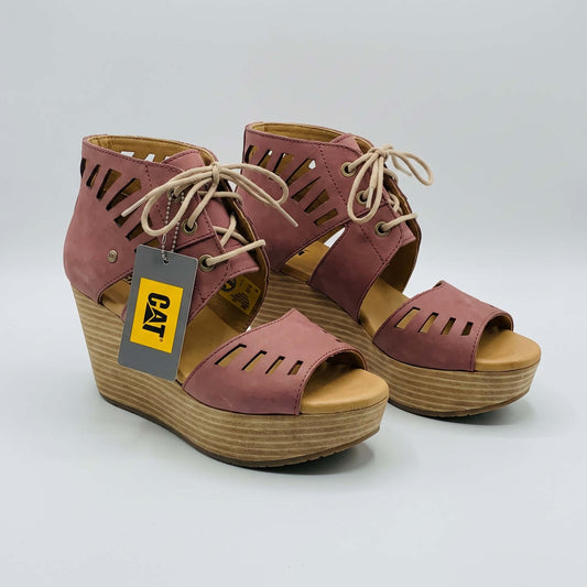 CAT Pink Cutout Wedge Sandals