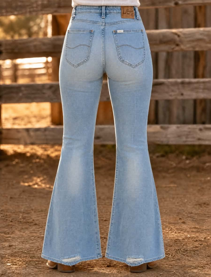 Lee Light Blue High Rise Flare Jeans
