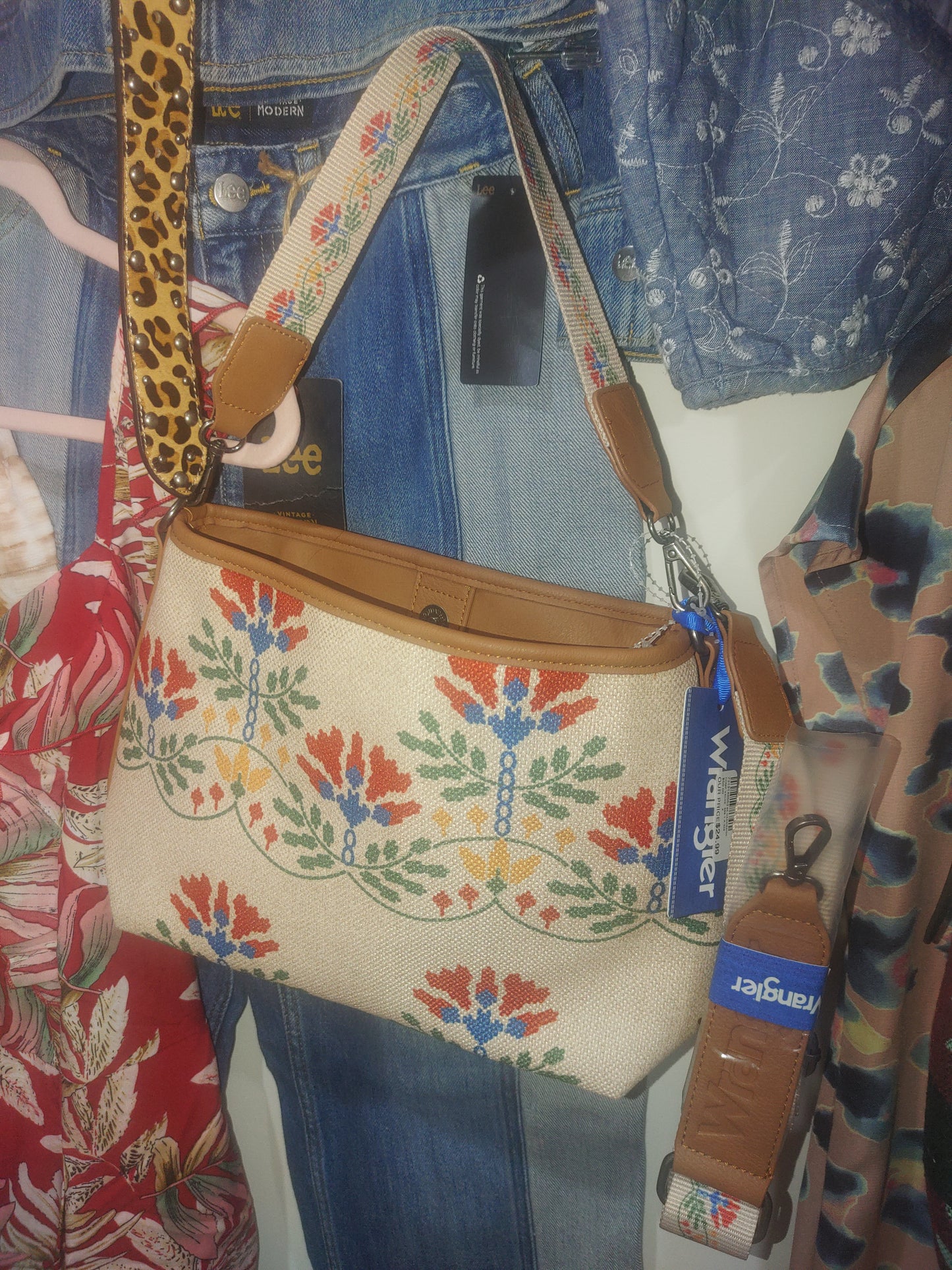 Floral Embroidered Hobo Shoulder Crossbody Bag