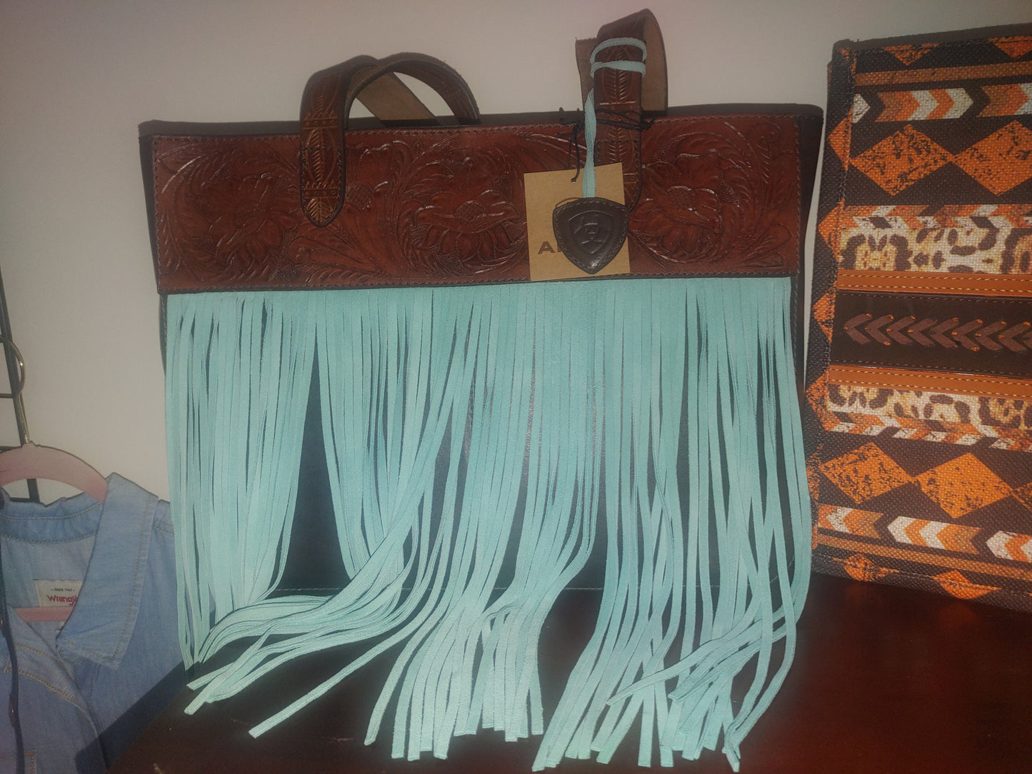 Claire Western Fringe Concealed Carry Brown Tote Bag