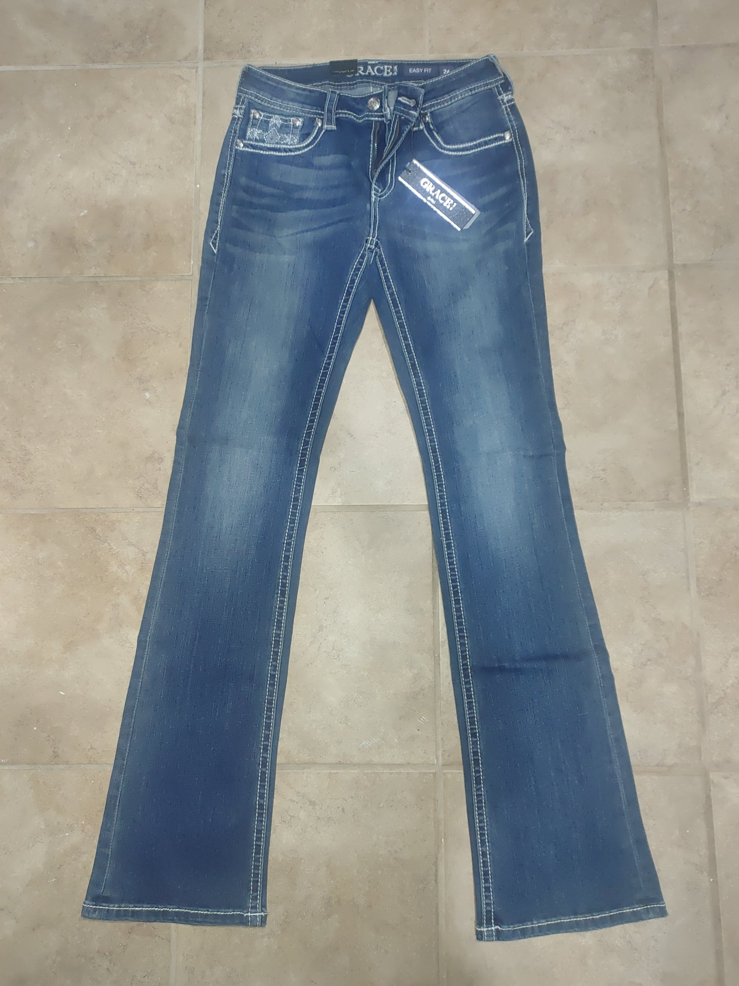 Embellished Back Pocket Denim Jeans