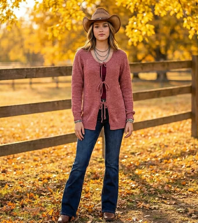 Bow Tie Front Soft Knit Cardigan