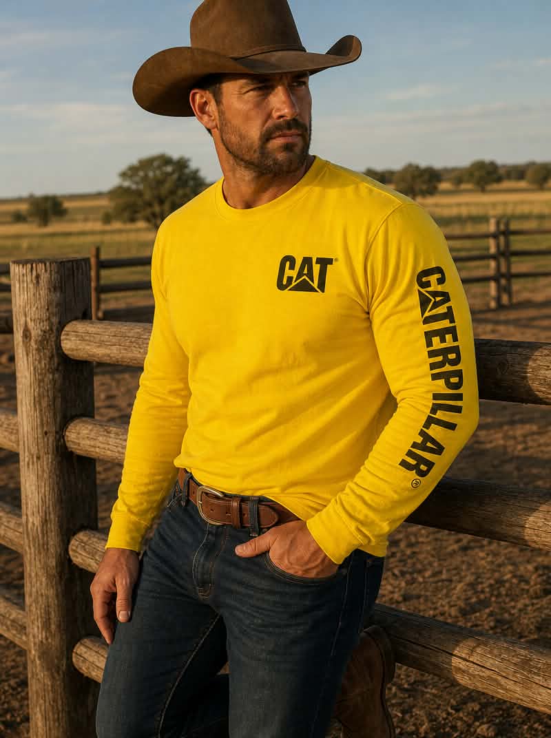 CAT Men's Yellow Long Sleeve Tee