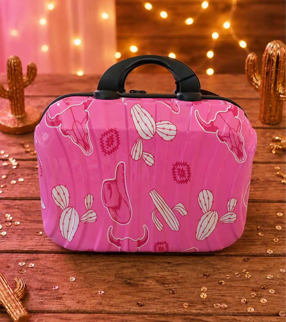 Pink Western Hard-Shell Mini Travel Case