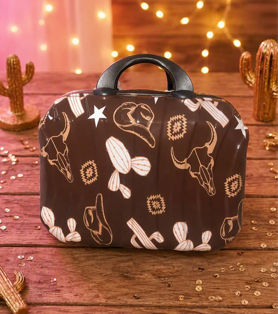 Brown Western Hard-Shell Mini Travel Case