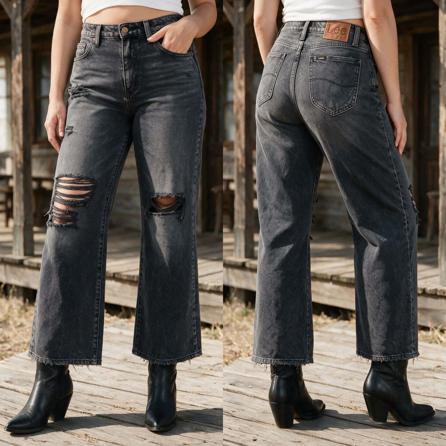 Lee Vintage Black Wide Leg Jeans