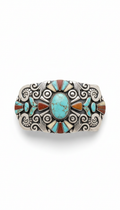 Silver and turquoise statement belt buckle