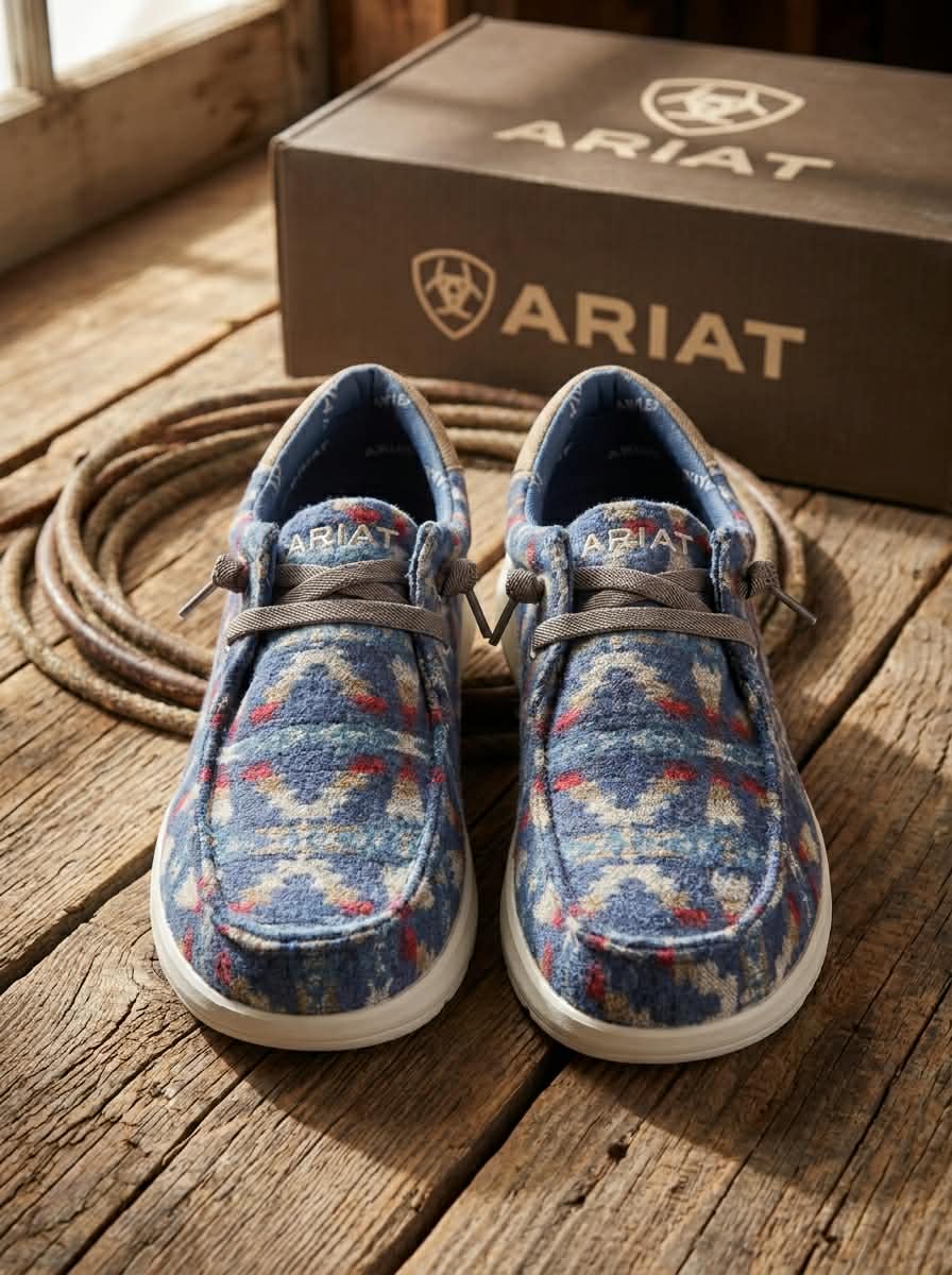 Ariat Men's Hilo Stretch Lace Casual Shoes - Blue Blanket Wooly