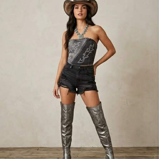 Metallic Snip-Toe Western Boots