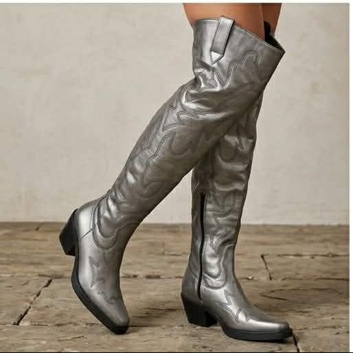 Metallic Snip-Toe Western Boots