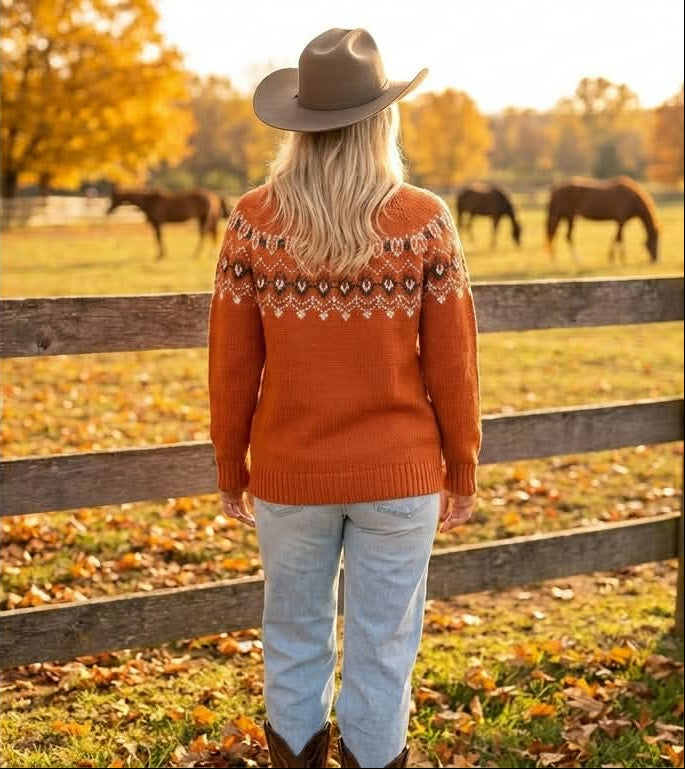 Orange Fair Isle Chunky Cardigan