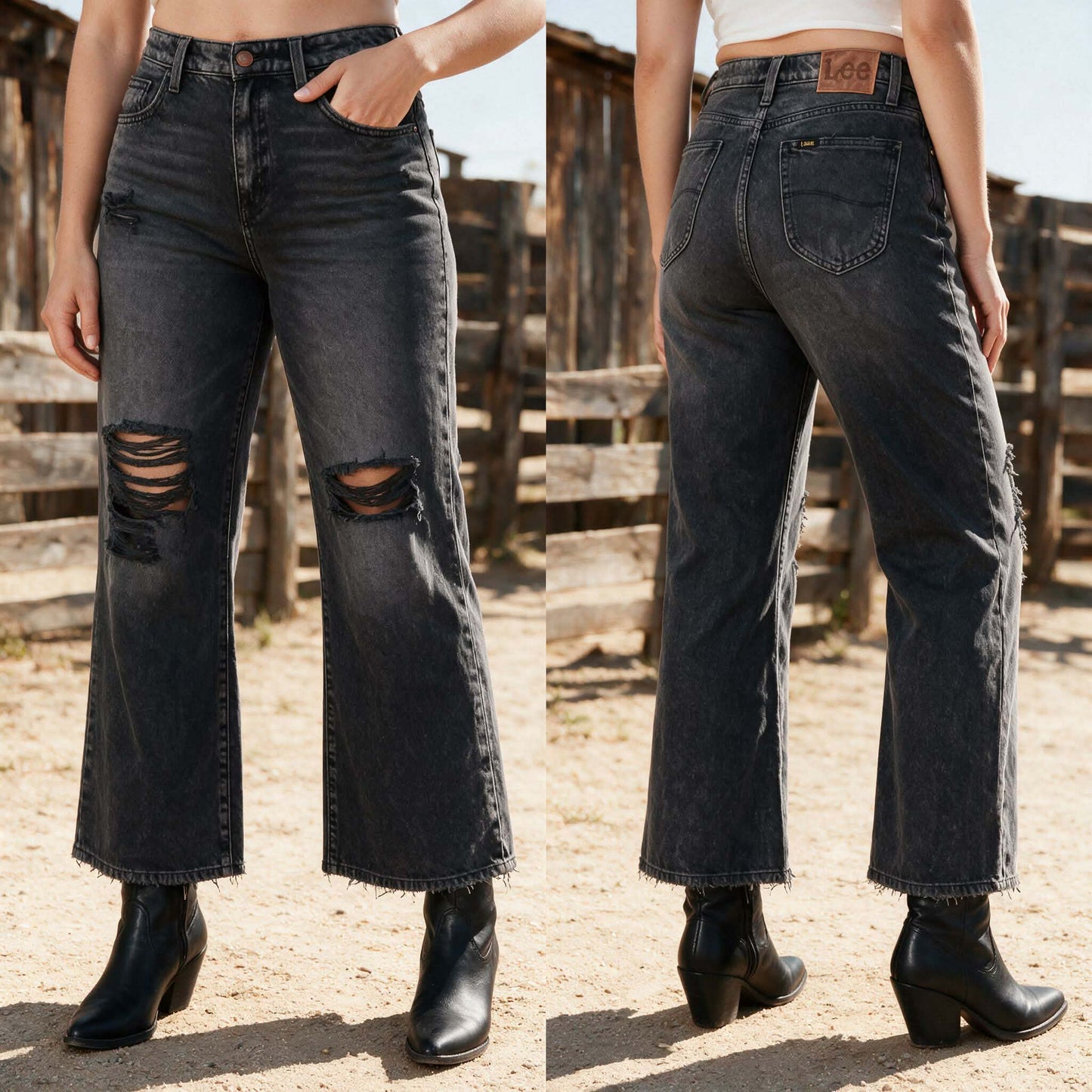 Lee Vintage Black Wide Leg Jeans