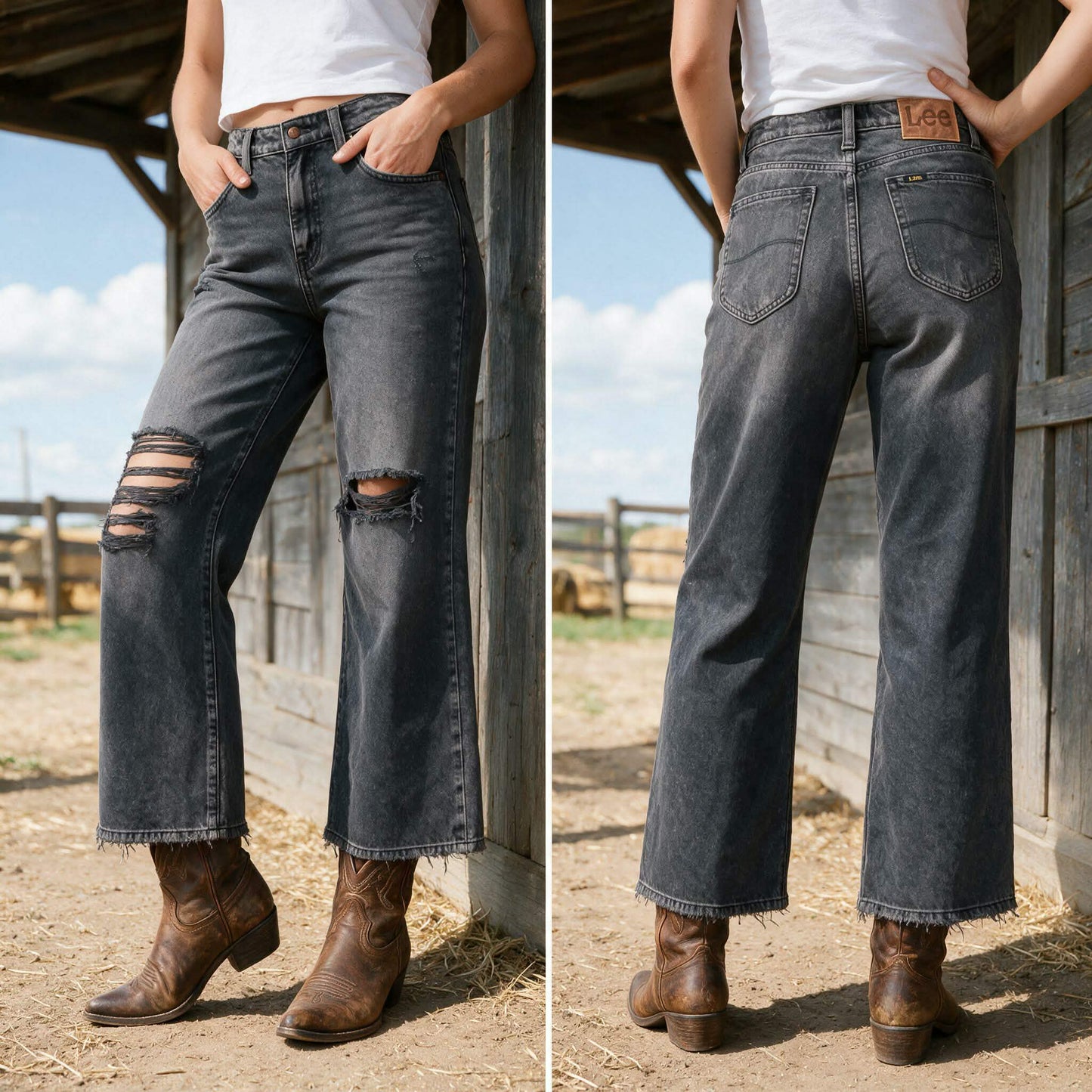 Lee Vintage Black Wide Leg Jeans