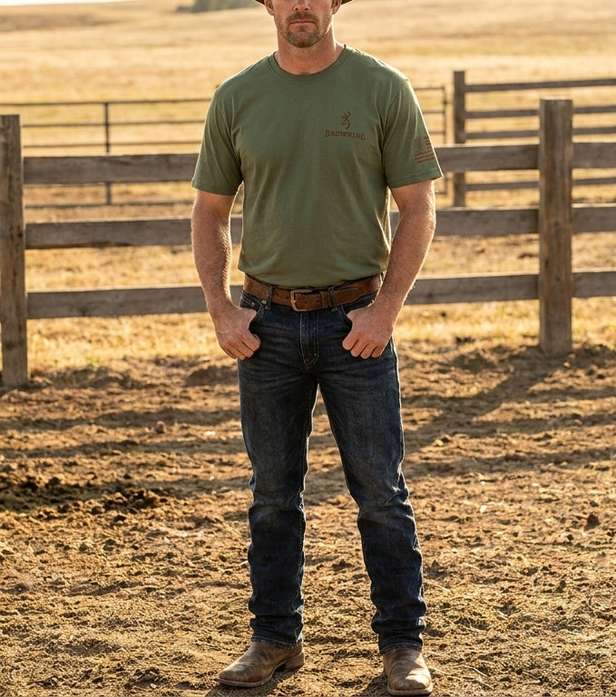 Browning Men's Military Green Hunting Co Tee