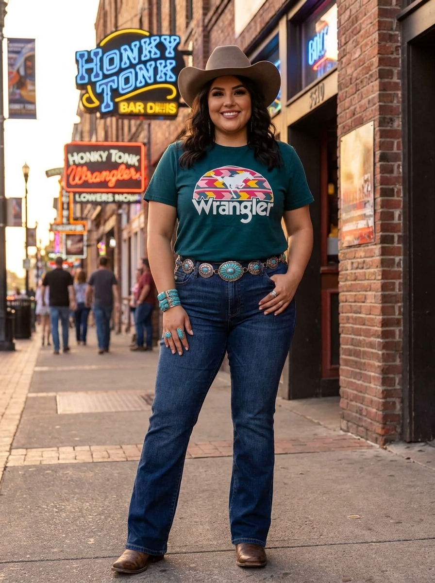 Wrangler Green Western Graphic Tee