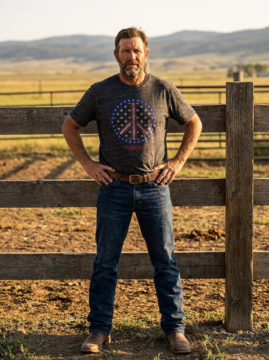 Wrangler American Flag Peace Sign Tee