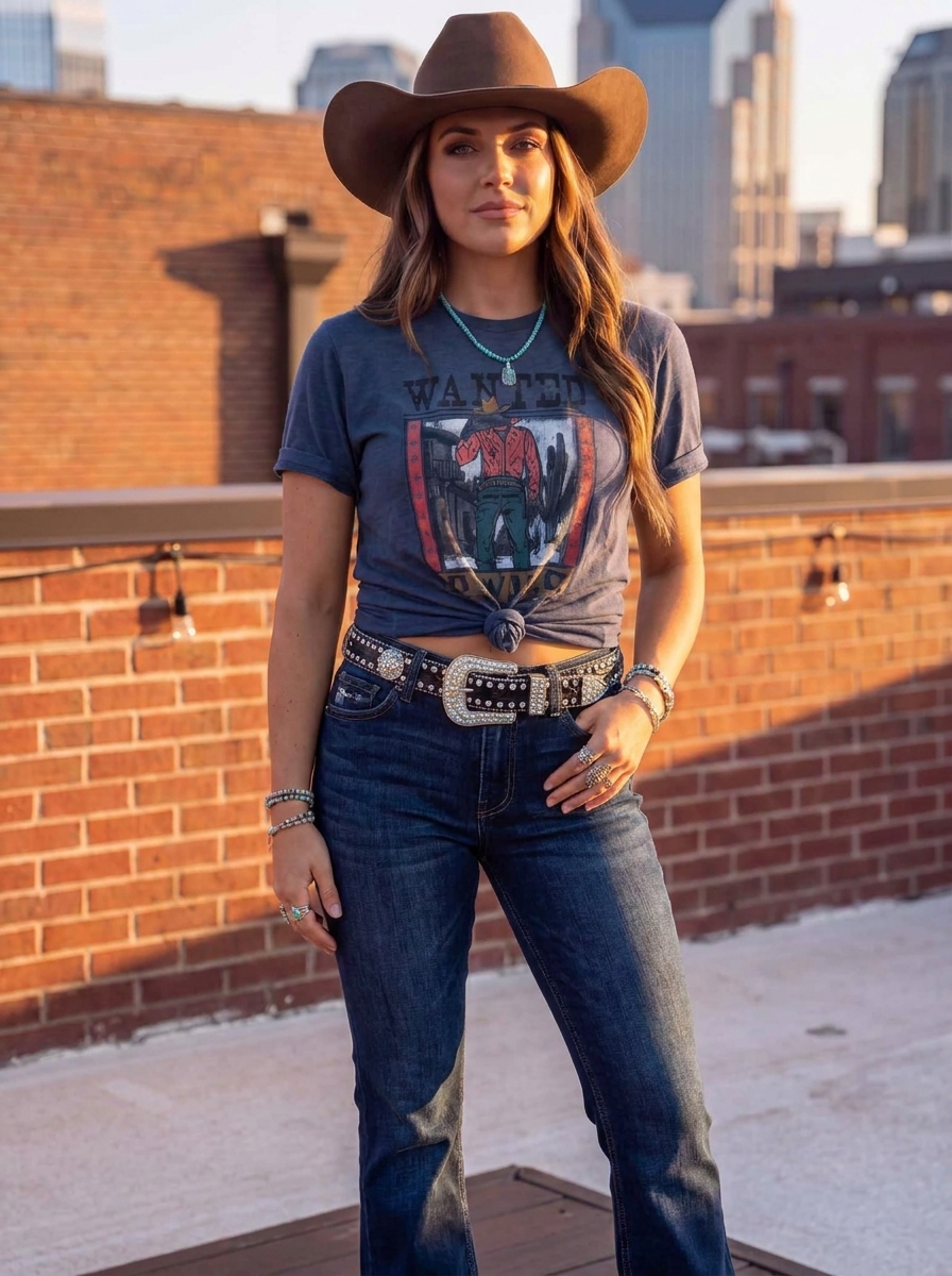 Black Rhinestone Western Belt