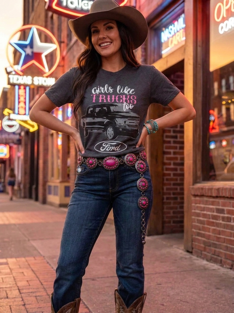 L&B Pink Concho Western Belt