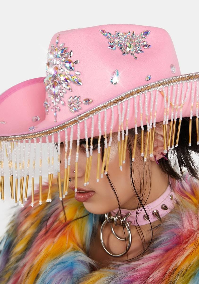 Fringe Rhinestone Western Hat