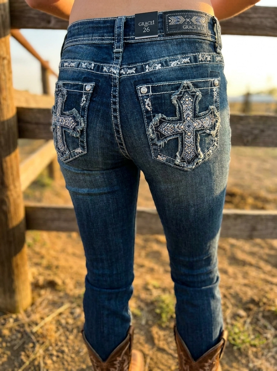 Grace in LA Embellished Bootcut Jeans